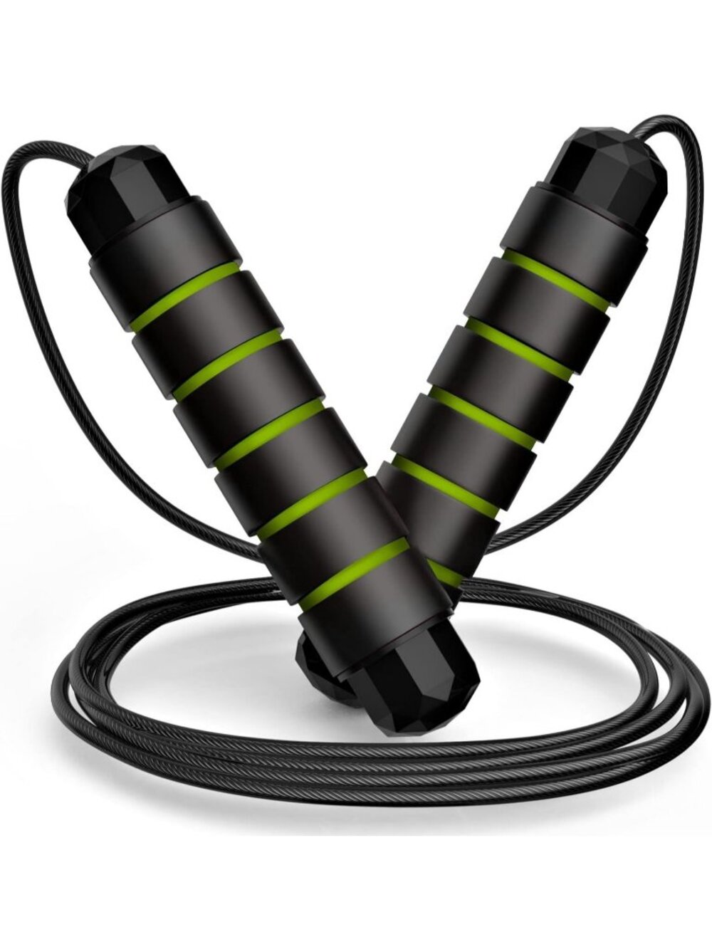 Speed Green Jump Rope Adjustable Tangle Free Cable Foam Handles Workout